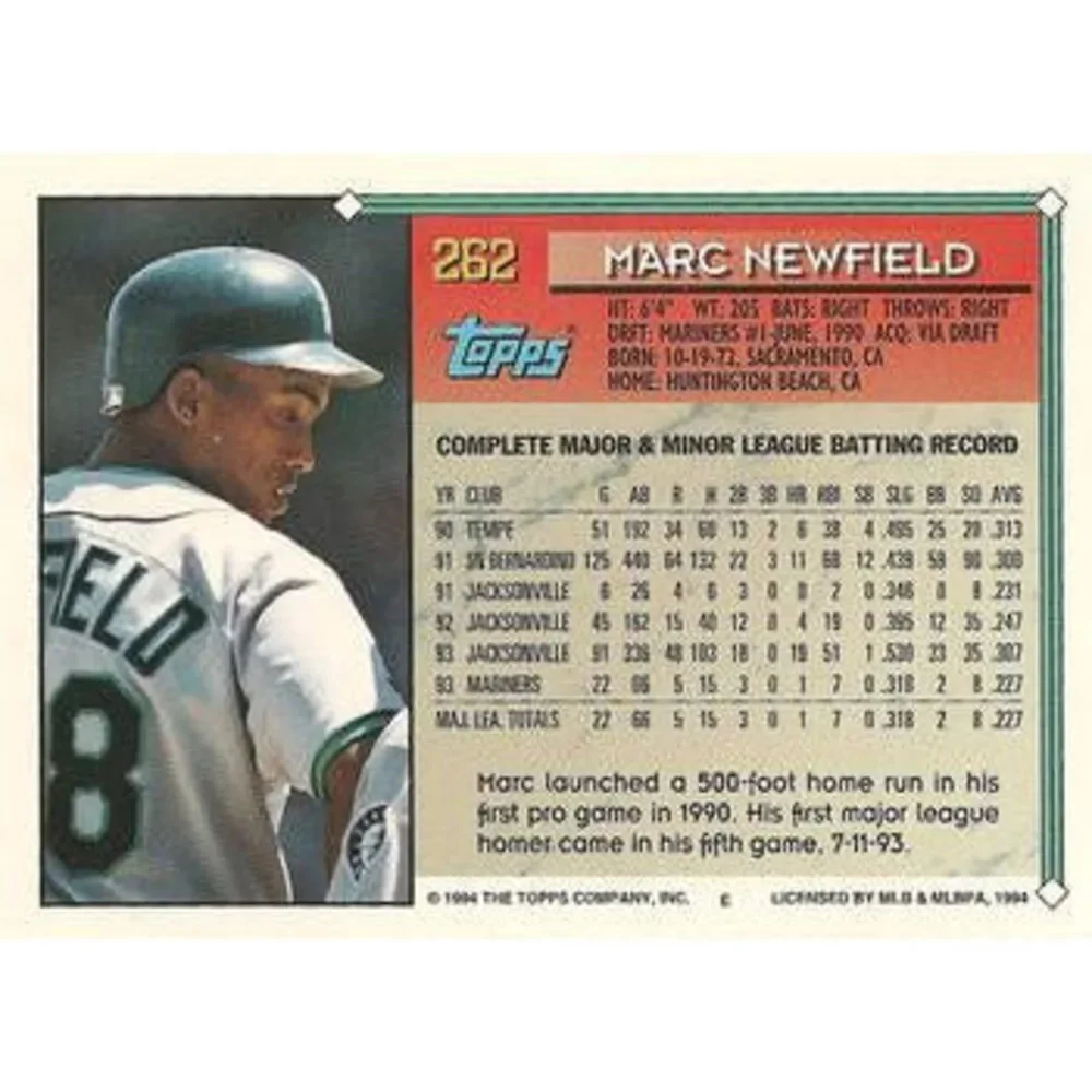 1994 Topps Marc Newfield # 262 Seattle Mariners